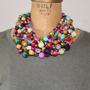 Vintage Up-cycled Necklace Made with Gorgeous Vintage Plastic Beads